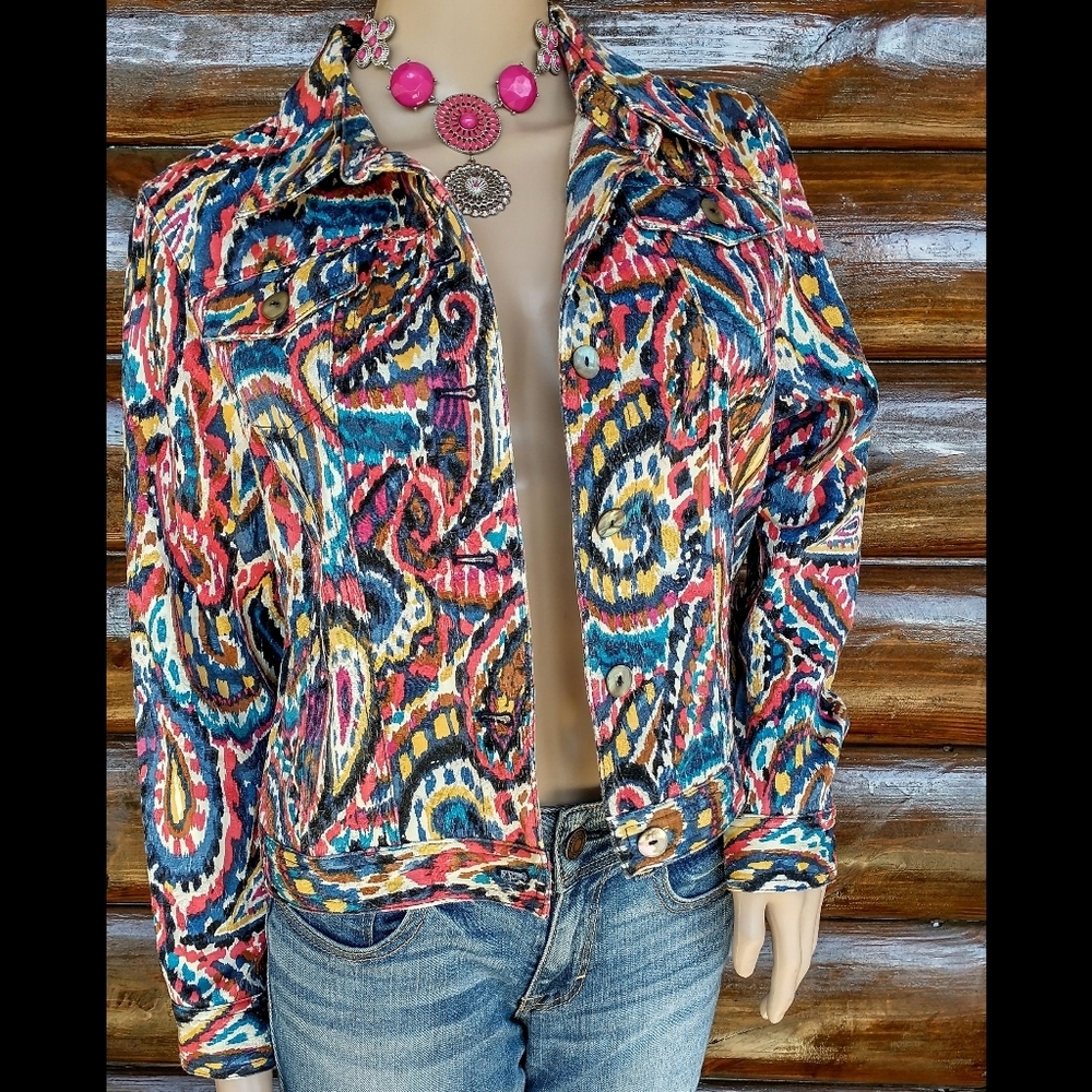 Ruby Rd. Petite Multi Colored Paisley Printed But… - image 2